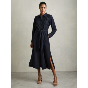 REISS MABEL Long Sleeve Belted Midi Dress